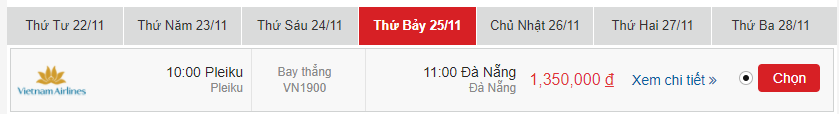 vé máy bay Pleiku đi Đà Nẵng