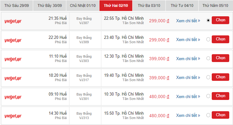 vé máy bay Vietjet Air Huế đi Đà Nẵng tháng 10