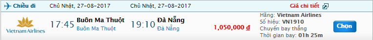 Vé máy bay Buôn Ma Thuột đi Đà Nẵng tháng 8
