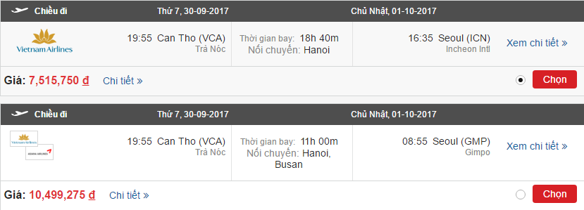 Vé máy bay Cần Thơ đi Seoul 1