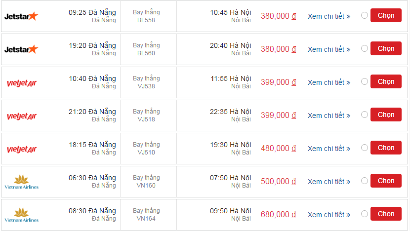 Vé máy bay Đà Nẵng đi Hà Nội 
