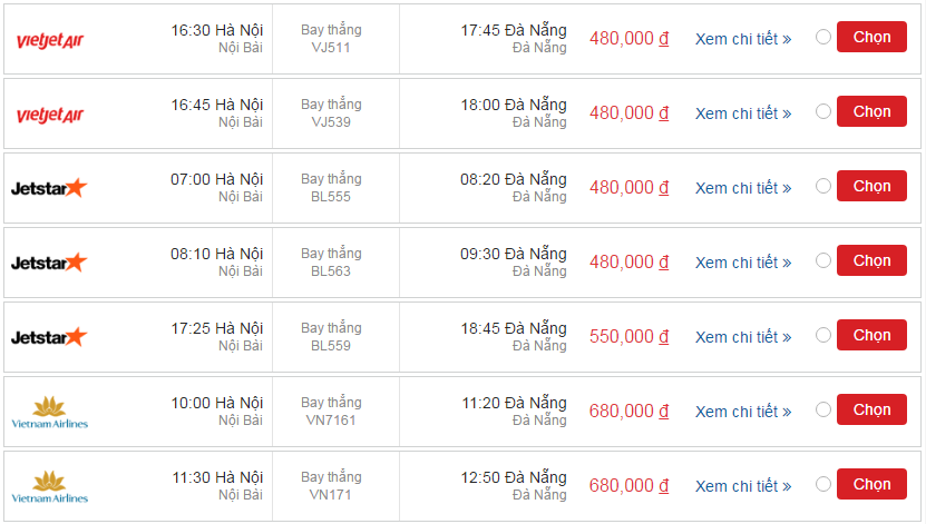 Vé máy bay Hà Nội đi Đà Nẵng 