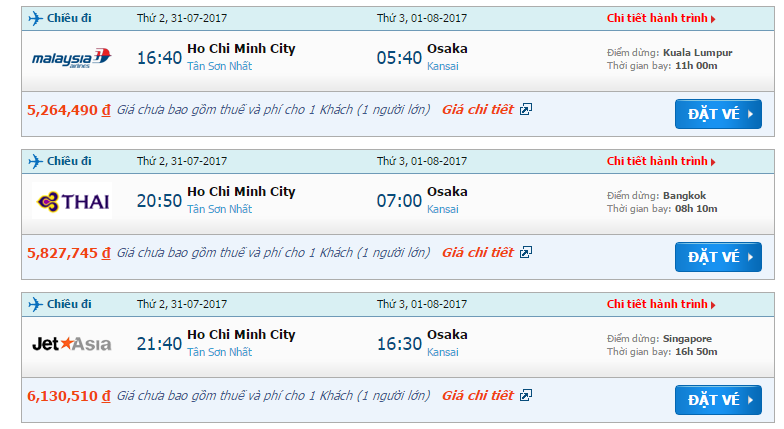 Vé máy bay đi Osaka tưng bừng giảm giá trong hè này 2