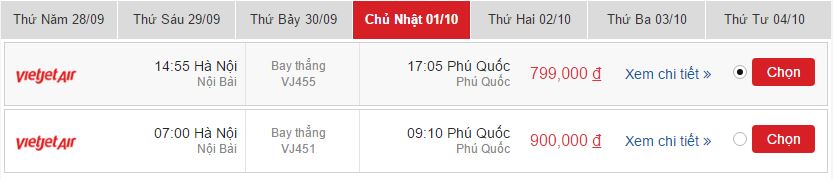 vé máy bay Hà Nội đi Phú Quốc Vietjet khứ hồi 2