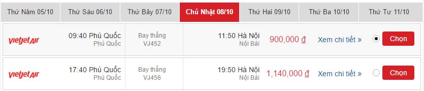 vé máy bay Hà Nội đi Phú Quốc Vietjet khứ hồi 3