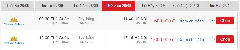 vé máy bay Hà Nội đi Phú Quốc Vietnam Airlines khứ hồi 3