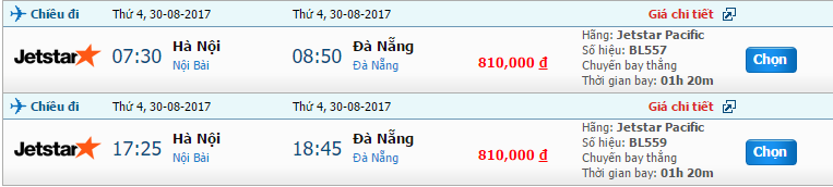 Vé máy bay Jetstar Hà Nội đi Đà Nẵng cuối tháng 8