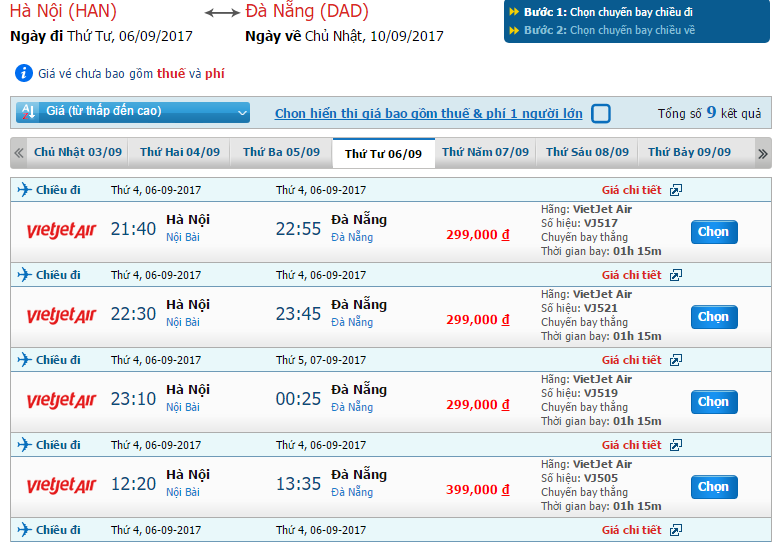 Vé máy bay Vietjet Air từ Hà Nội đi Đà Nẵng khứ hồi