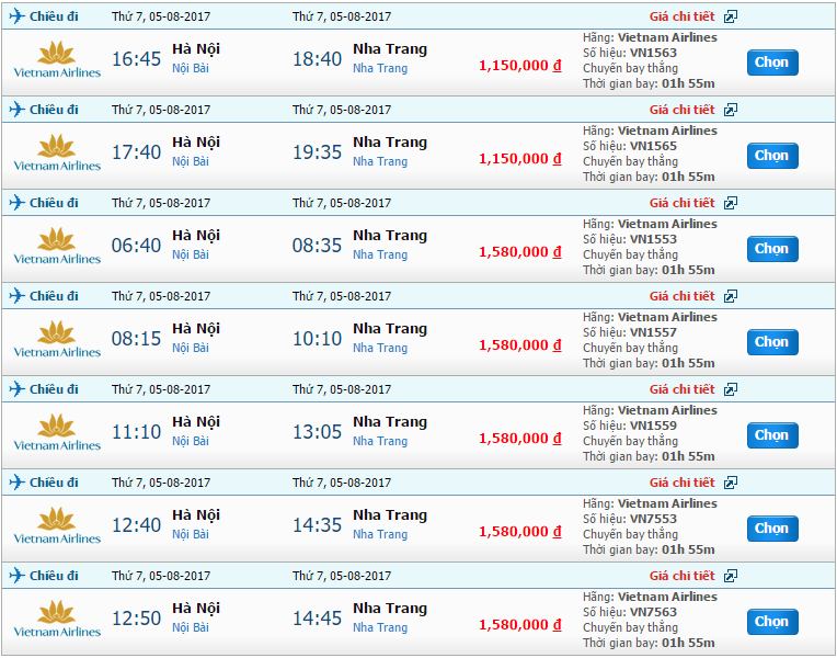 Vé máy bay Vietnam Airline đi Nha Trang khứ hồi 1