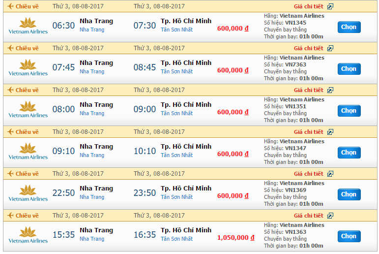 Vé máy bay Vietnam Airline đi Nha Trang khứ hồi 4