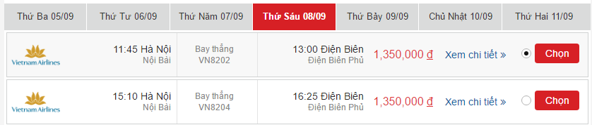 Vé máy bay Vietnam Airline Điện Biên đi Nha Trang khứ hồi 4