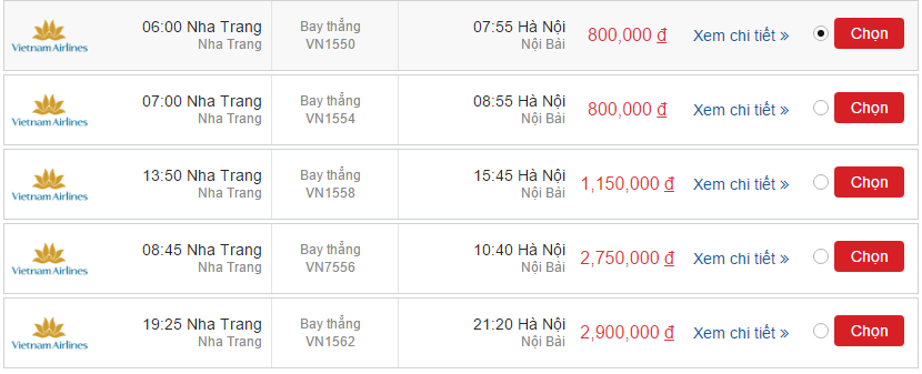 Vé máy bay Vietnam Airline Điện Biên đi Nha Trang khứ hồi 5