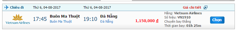 Vé máy bay từ Vietnam Airline Buôn Ma Thuột đi Đà Nẵng khứ hồi 1