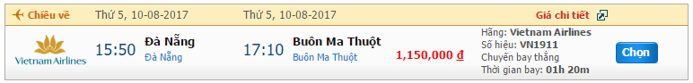 Vé máy bay từ Vietnam Airline Buôn Ma Thuột đi Đà Nẵng khứ hồi 3