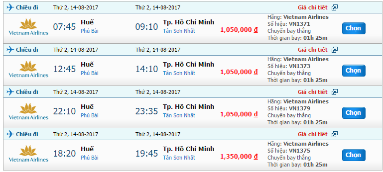 Vé máy bay Vietnam Airline từ Huế đi Nha Trang khứ hồi 1