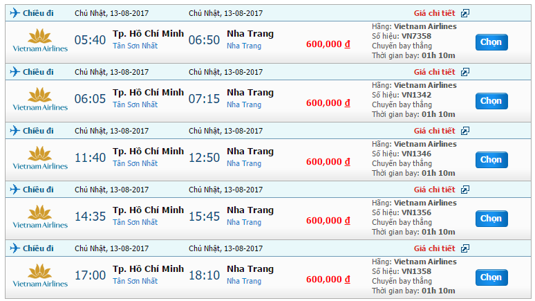 Vé máy bay Vietnam Airline từ Huế đi Nha Trang khứ hồi 2