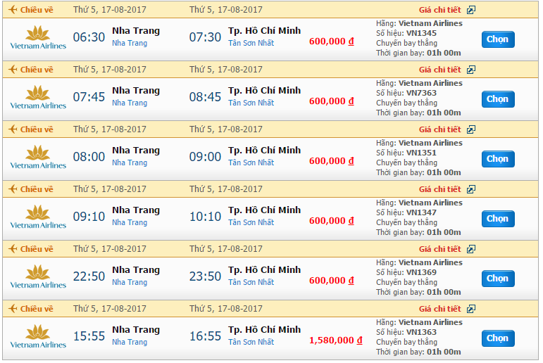 Vé máy bay Vietnam Airline từ Huế đi Nha Trang khứ hồi 3