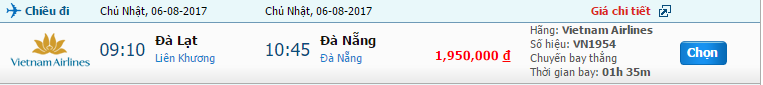 Vé máy bay Vietnam Airlines Đà Lạt đi Đà Nẵng đầu tháng 8