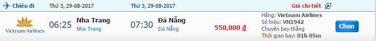 Vé máy bay Vietnam Airlines Nha Trang đi Đà Nẵng tháng 8 4