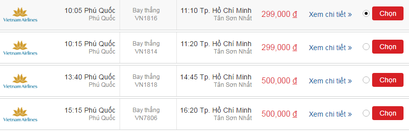 Vé máy bay Vietnam Airlines Rạch Giá đi Phú Quốc khứ hồi 3
