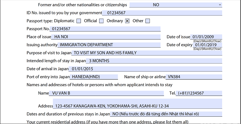 tự xin visa du lịch Nhật Bản 1