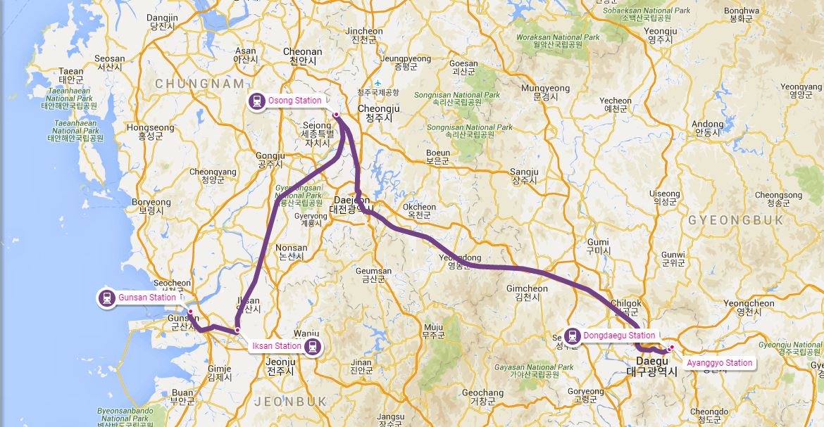 Một tuyến tàu từ Jeaollabuk-do đến Deagu Airport
