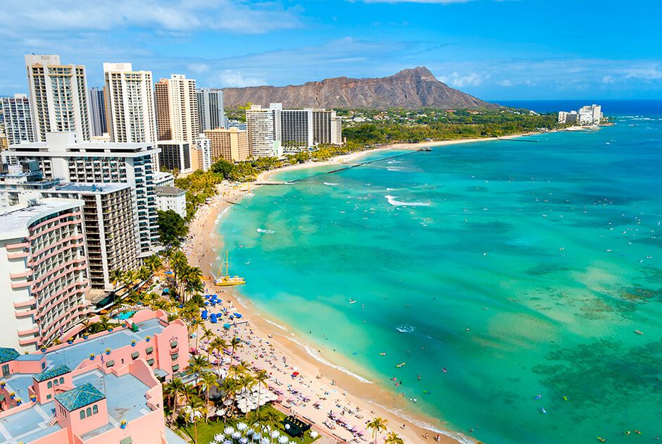 Bãi biển Waikiki - vé máy bay đi Honolulu