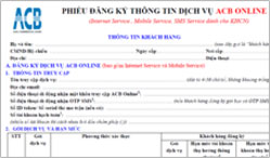 Giấy đăng ký tài khoản ACB online