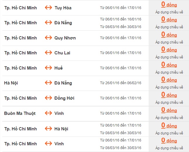Khuyễn mãi vé máy bay giá 0 đồng