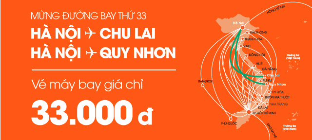 Pacific Airlines khuyến mại từ Hà Nội đến Chu Lai / Quy Nhơn với giá vé chỉ từ 33.000 VNĐ