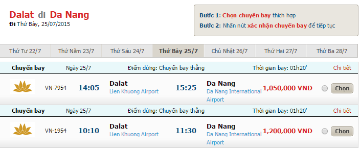 Vé máy bay từ Đà Lạt đi Đà Nẵng